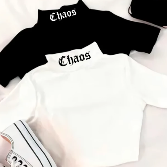 Cropped Chaos Gola Alta - Naerya