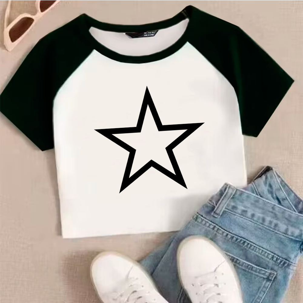 Cropped Raglan Estrela Grunge Y2K – Naerya