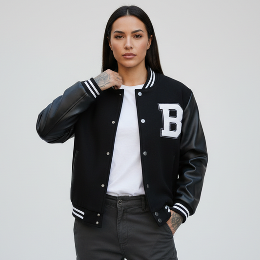 Jaqueta College Bomber com Manga de Courino - Naerya