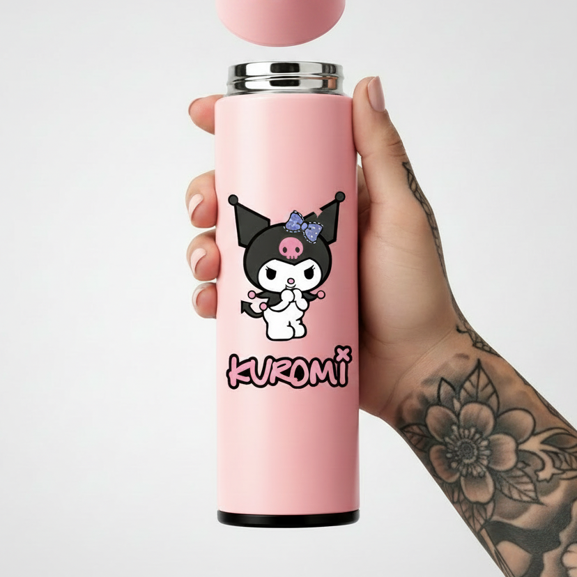Copo Térmico Kuromi 500ml com Termômetro Digital - Naerya