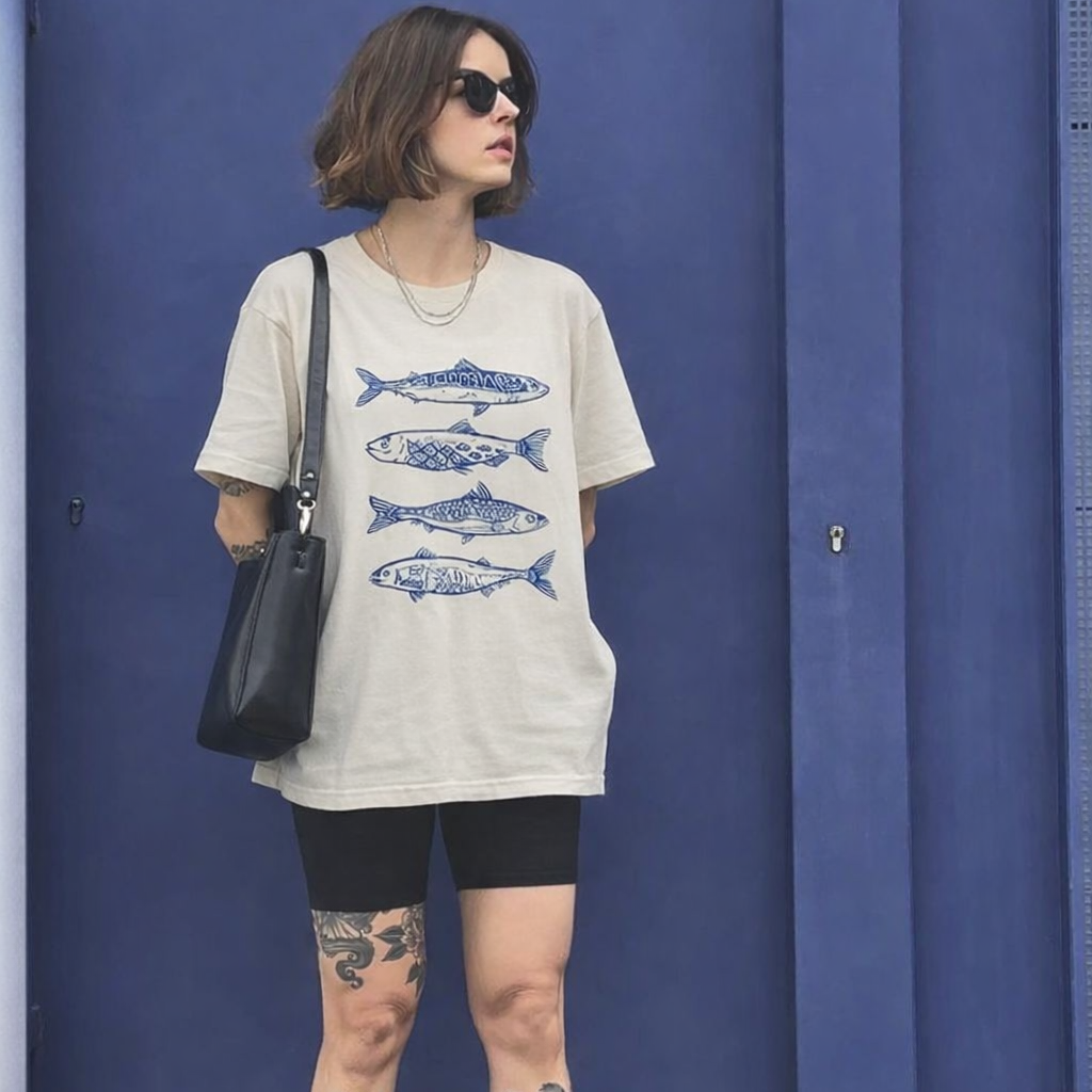 Camiseta Oversized Peixinho Azul - Naerya