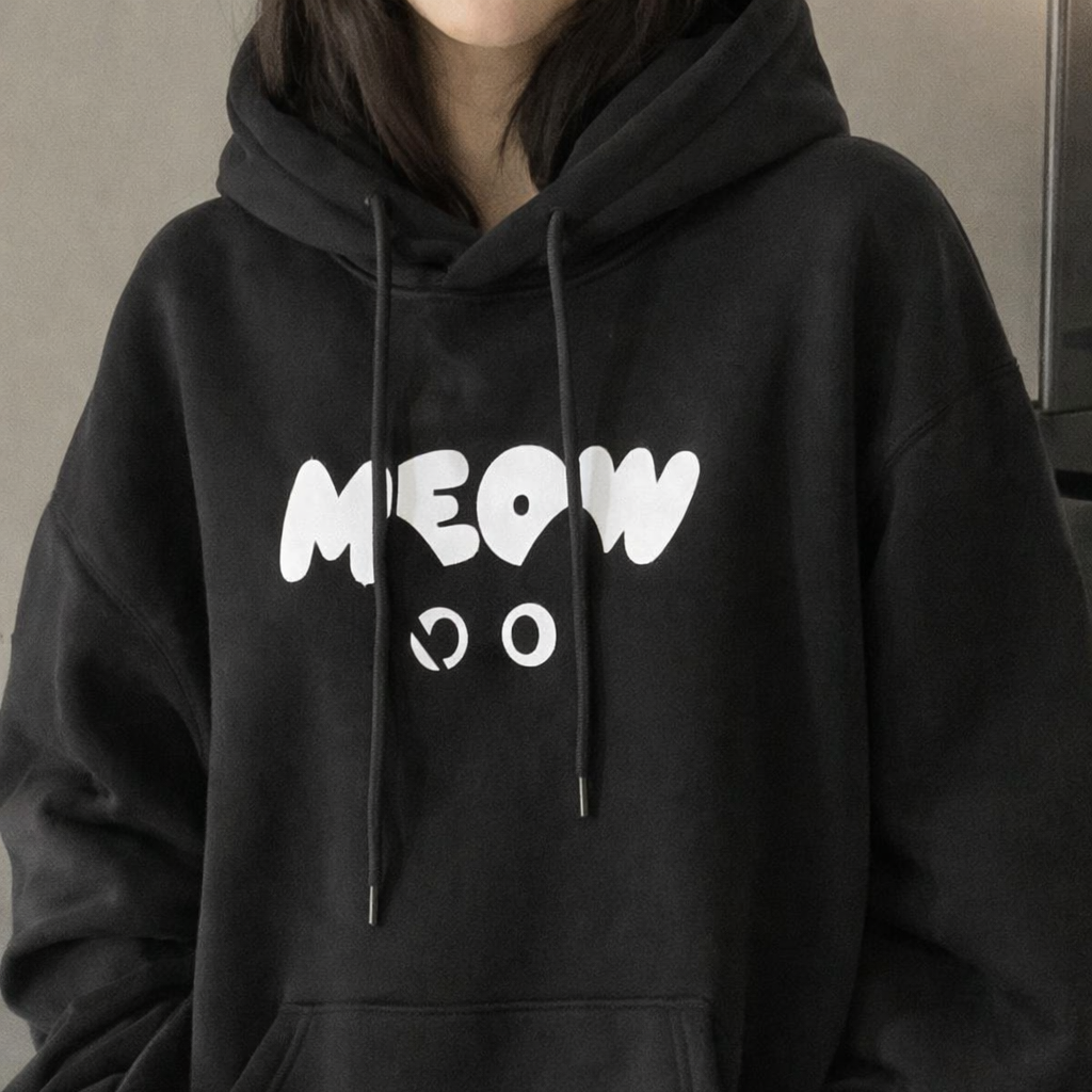 Moletom Cat Meow com Bolso Canguru - Naerya