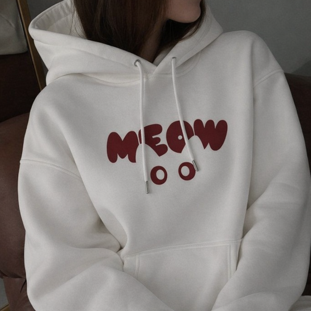 Moletom Cat Meow com Bolso Canguru - Naerya