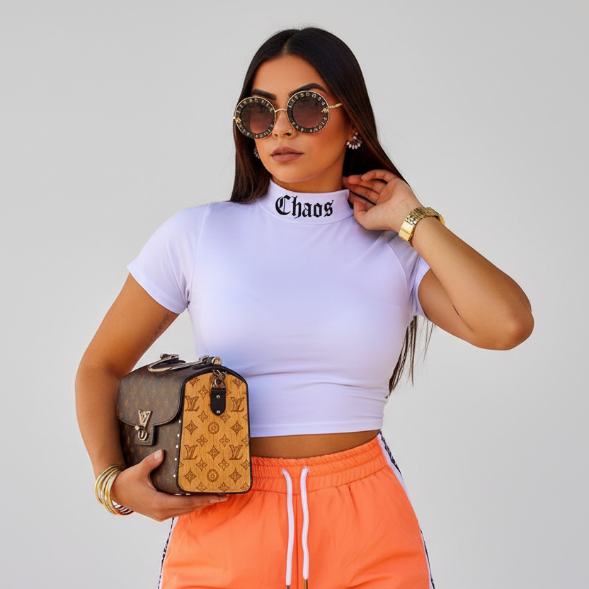Cropped Chaos Gola Alta - Naerya