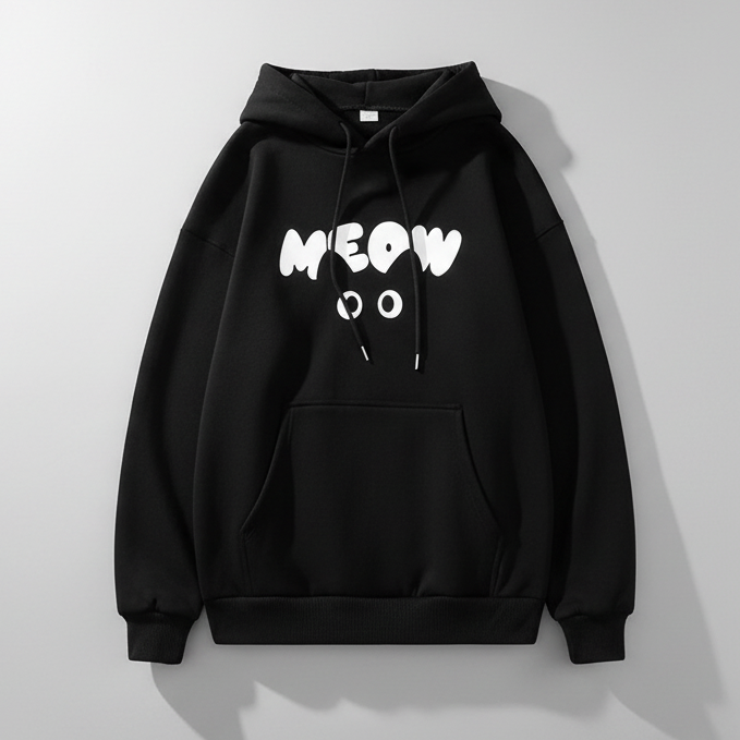 Moletom Cat Meow com Bolso Canguru - Naerya