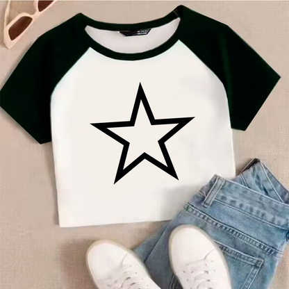 Cropped Raglan Estrela Grunge Y2K – Naerya