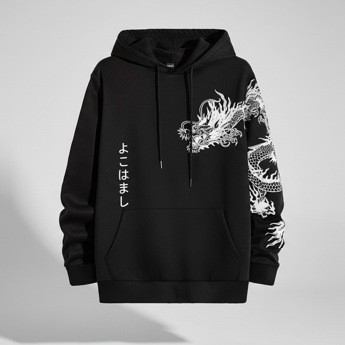 Moletom Canguru Estampa Dragão Japonês Unissex Confortável Promoção Envio Rápido