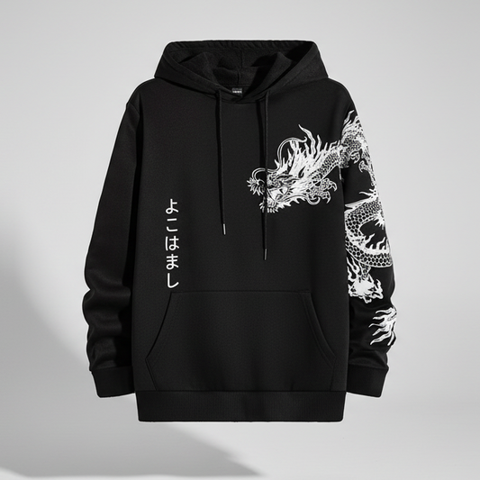 Moletom Canguru Estampa Dragão Japonês Unissex Confortável Promoção Envio Rápido