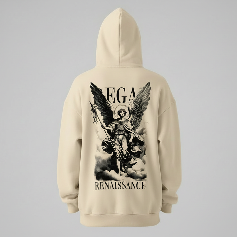 Moletom Canguru Masculino Flanelado Capuz Inverno Casual Estampa Moderna Unissex Anjo Renassência