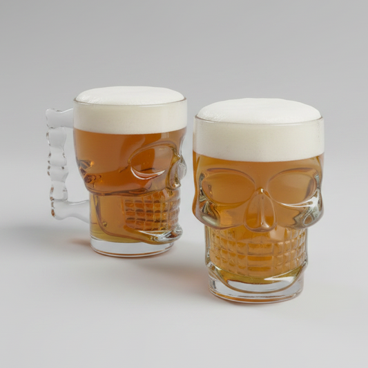 Kit 2 Canecas Chopp E Cerveja De Vidro Caveira Style 500ml