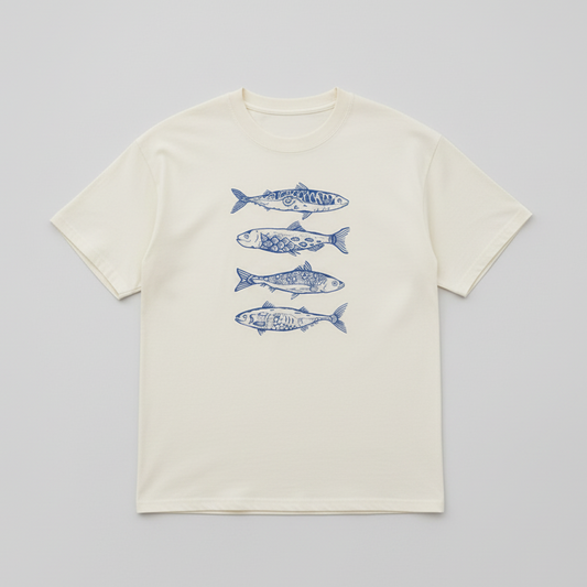 Camisetas Femininas Blusas Unissex Lançamento Peixinho Azul Camiseta Fofa 100% Algodão