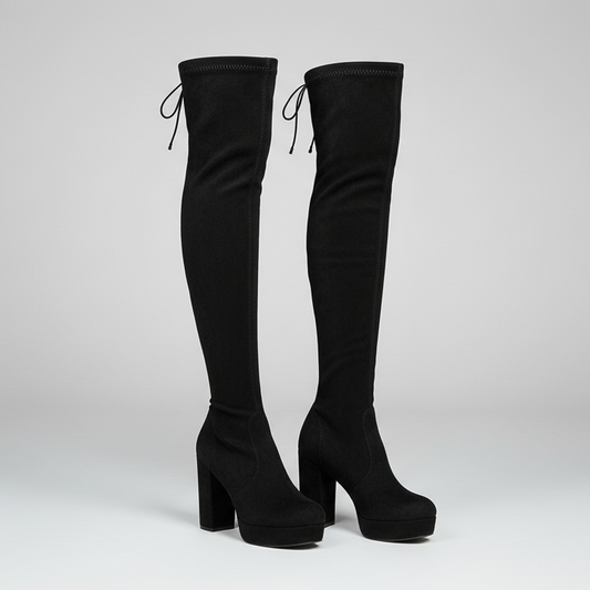 Bota Over The Knee Camurça Salto Alto - Naerya