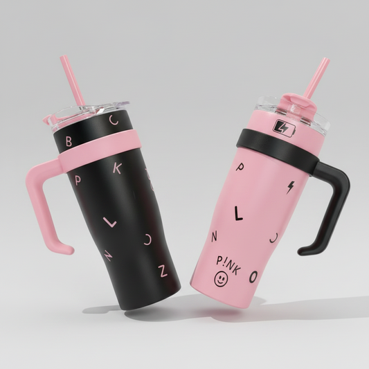Copo BLACK PINK Térmico 1250ml com Alça e Canudo Grande Capacidade cp-07