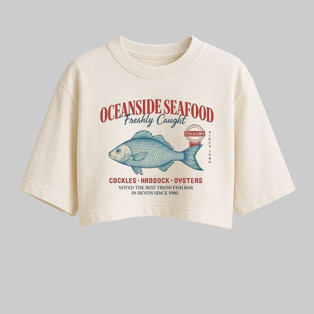 Cropped Oversized Feminino DTF Estiloso Moda Off White