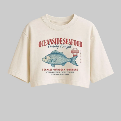 Cropped Oversized Feminino DTF Estiloso Moda Off White