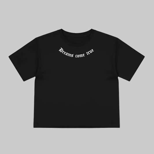 Blusinha Cropped Malha 100% Algodão Soltinho Manga Curta - Dreams come true