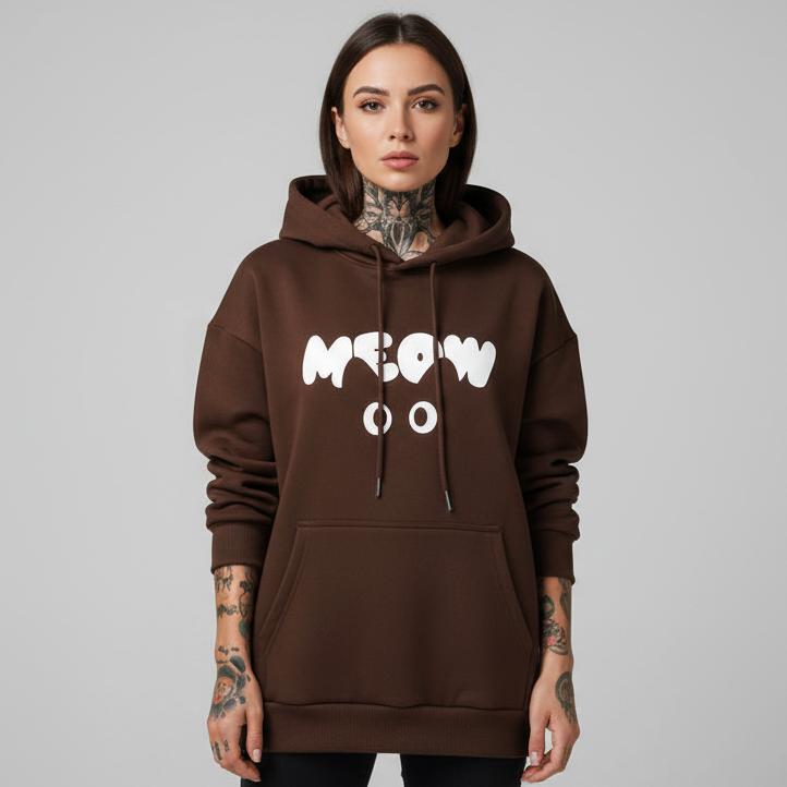Moletom Cat Meow com Bolso Canguru - Naerya