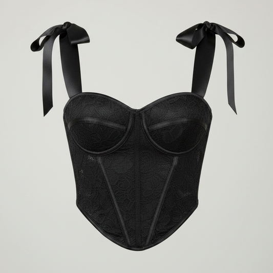 Corset Rendado com Alças em Tule de Seda (com Bojo) Aro de Sustentação Barbatanas Fechamento Traseiro TAM: P M G