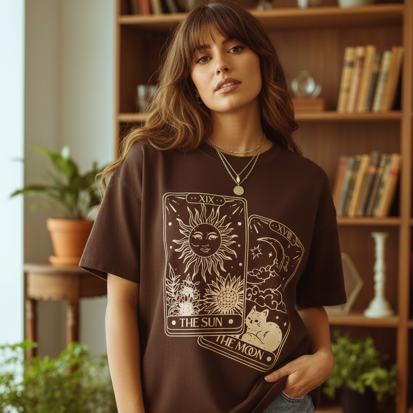 Camiseta Tarot Sol E Lua Mistico Esoterico Unissex 100% algodão
