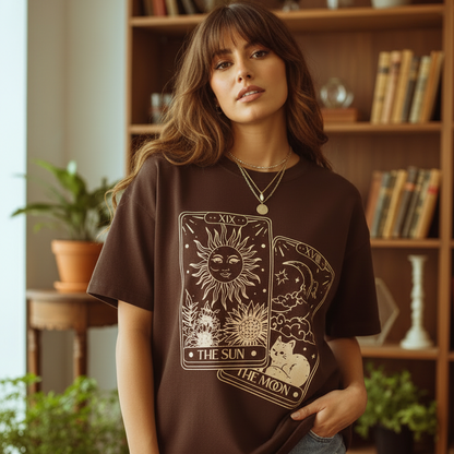 Camiseta Tarot Sol E Lua Mistico Esoterico Unissex 100% algodão
