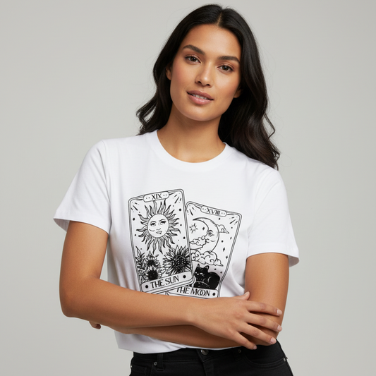 Camiseta Tarot Sol E Lua Mistico Esoterico Unissex 100% algodão