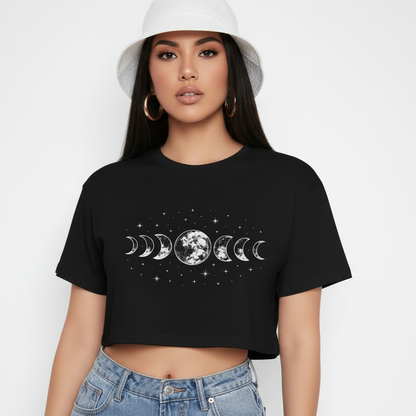 Cropped Crop Feminino Lua Fases Eclipse Gym Algodão Premium Casual Estiloso