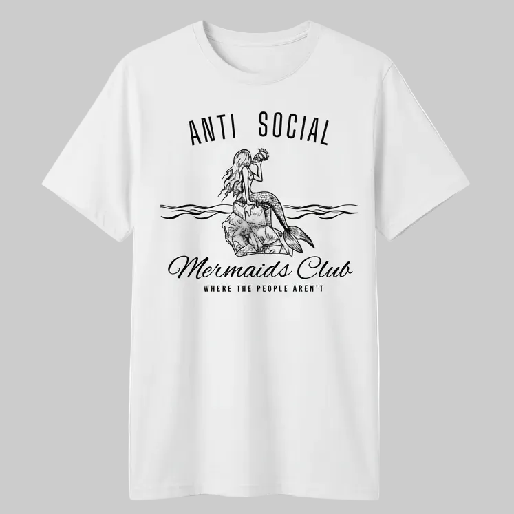 Tshirt Feminina Estilosa Estampada Sereia Anti Lançamento Camiseta 100% Algodão Camisetão Camisa Oversized Plus Size