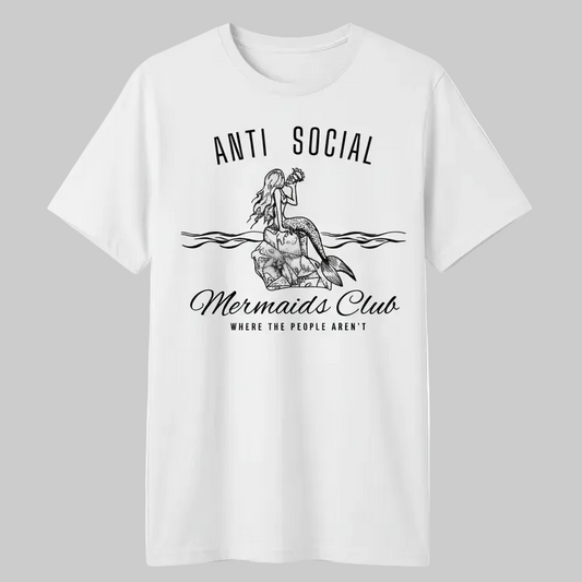 Tshirt Feminina Estilosa Estampada Sereia Anti Lançamento Camiseta 100% Algodão Camisetão Camisa Oversized Plus Size